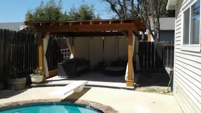 Livermore pool cabana and patio — Deck Building & Repair project by Diamond K Woodworks LLC