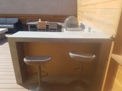 Contemporary L-shaped alfresco kitchen — Deck Building & Repair project by L.A. Custom Grill Islands