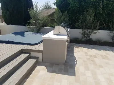 contemporary outdoor cooking area in El Segundo — Deck Building & Repair project by L.A. Custom Grill Islands