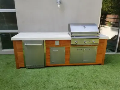 contemporary alfresco kitchen in Marina Del Rey — Deck Building & Repair project by L.A. Custom Grill Islands