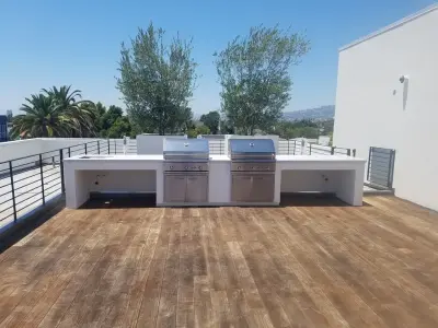 contemporary outdoor cooking area — Deck Building & Repair project by L.A. Custom Grill Islands