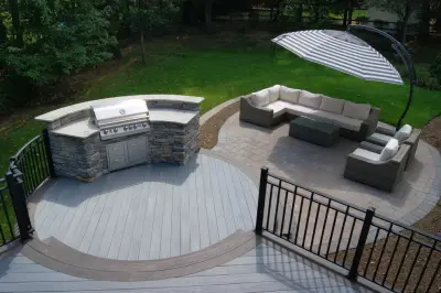 Multi-Tier Deck and Patio Establishes a Cohesive Connection in Towaco, NJ — Deck Building & Repair project by Deck Remodelers.com