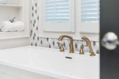 Cozy Toned Restroom — Interior Design & Decorating project by Michelle McKoy Designs