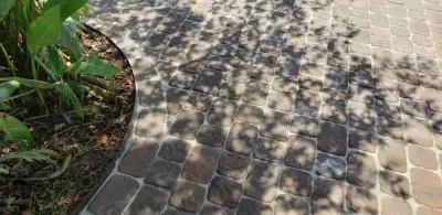 Spacious Paver Patio Over 1000 sq. ft. Featuring Fire Pit and Pavilion — Driveway Repair & Paving project by Southern Shores Hardscape/Paver Design