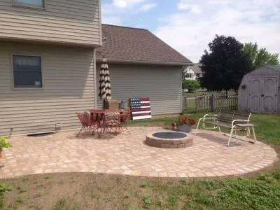 Paver Patio w/ fire pit — Landscape Construction project by Superior Hardscapes