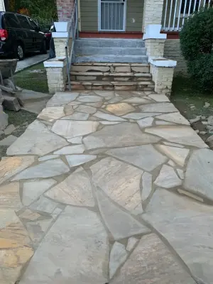 Flagstone Pathway and Step Installation by Gonzalez Construction Co