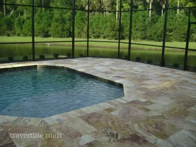 Fall Fusion Travertine Pavers by Travertine Mart