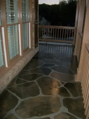 Paved Front Patio with Flagstone Design — Stone & Concrete Installation project by Atlanta Concrete Stone Specialist