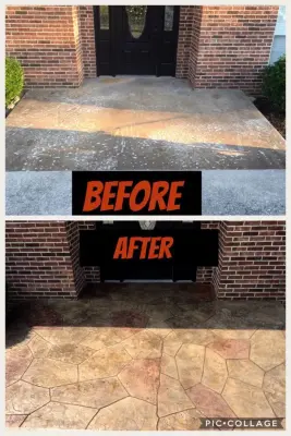 Custom Chiseled Flagstone Front Entryway by Concrete Craft Of Knoxville