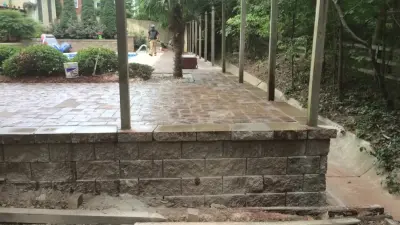 Outdoor Pathway and Wall by Leo Paver LLC