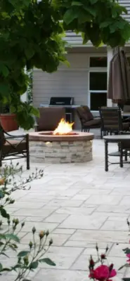 Gas-Fired Firepit — Stone & Concrete Installation project by Outdoor Impressions LLC
