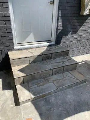 Installation of Flagstone Steps — Stone & Concrete Installation project by Gonzalez Construction Co