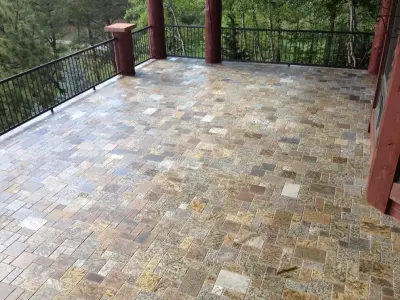 Small French Design Pavers — Stone & Concrete Installation project by EcoGranite -Recycled Granite Products