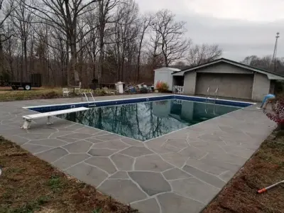 Pool Area - Transformation Showcase — Stone & Concrete Installation project by Unique Concrete Design LLP
