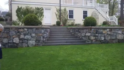 Pathway and Stone Barrier — Stone & Concrete Installation project by John Cortese Masons