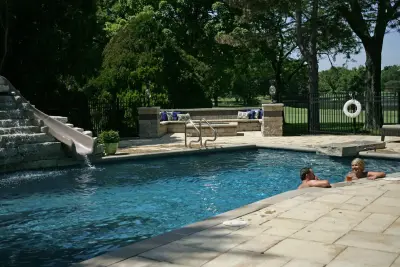 Yorkstone Swimming Pool Deck — Stone & Concrete Installation project by Strictly Stone, Inc. - Live Outdoors