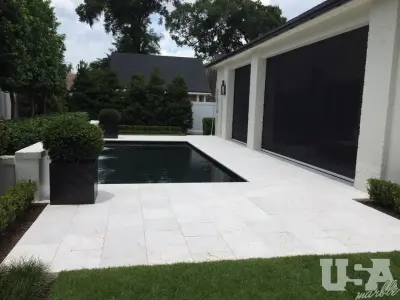 16x16 Pearl Marble Pavers with Sand Blast Finish by USA Marble LLC