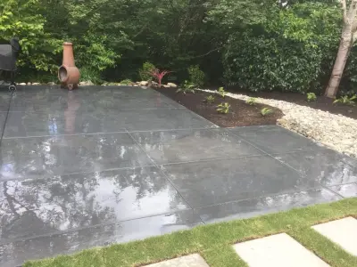 Yard Transformation: Then and Now — Stone & Concrete Installation project by Universal Landscape Corp