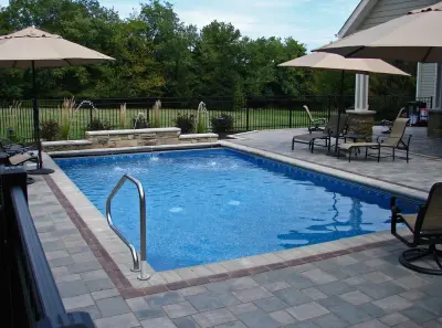 Brecksville Residential Pool Initiative — Stone & Concrete Installation project by Land Creations Landscaping Inc.
