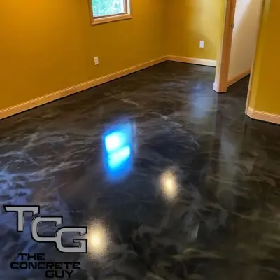 Metallic Epoxy Flooring for Basement Bedroom by The Concrete Guy By Matthew Hage