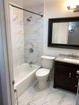 St Louis Bathroom Renovation — Stone & Concrete Installation project by Moes Masonry