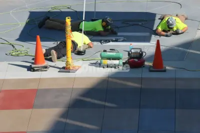 Bomanite Metal Infused Decorative Concrete — Stone & Concrete Installation project by Harrington Bomanite Corp