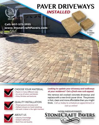 Orlando Paver Driveway Installation Services — Stone & Concrete Installation project by StoneCraft Pavers, LLC