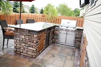 Brunswick Pool Development Project — Stone & Concrete Installation project by Land Creations Landscaping Inc.
