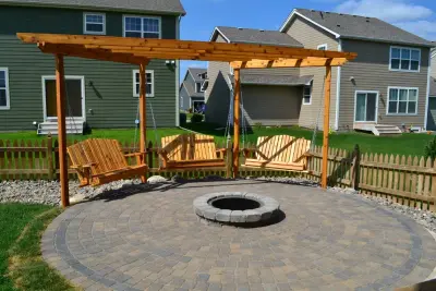 Outdoor Hearth and Seating — Stone & Concrete Installation project by Devine Design Hardscapes