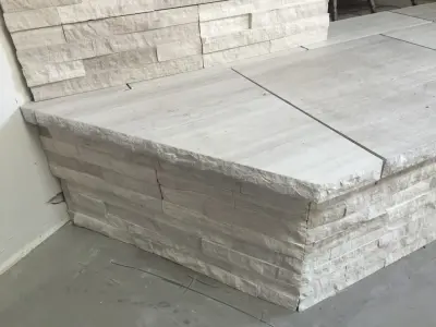 Hearth Enclosure — Stone & Concrete Installation project by Mcarthur Masonry