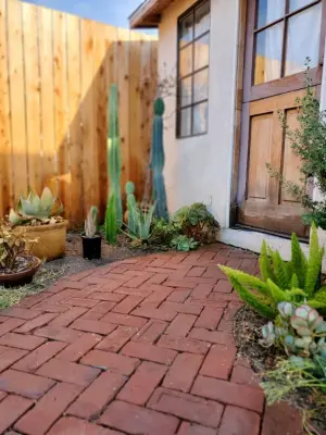 Cottage Guest Herringbone Walkway — Stone & Concrete Installation project by Swan General Homestead