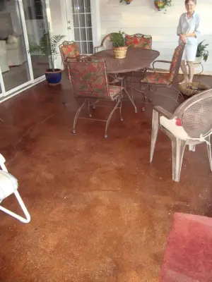 Jackson acid-stained porch with exposed aggregate — Stone & Concrete Installation project by DreamCrete