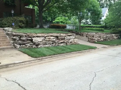 Limestone Barriers — Stone & Concrete Installation project by Tulsa Retaining Walls