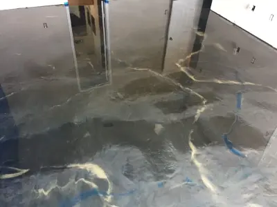 Living Room and Bedroom Metallic Epoxy Flooring — Stone & Concrete Installation project by Versatile Coatings LLC