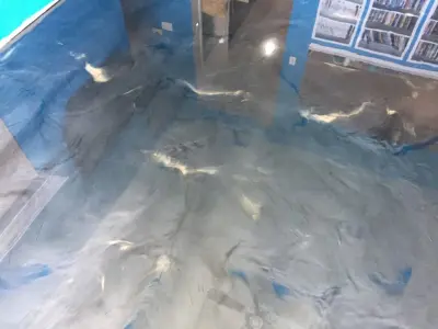 Epoxy Metallic Flooring in Living Room and Master Bedroom — Stone & Concrete Installation project by Versatile Coatings LLC