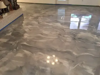 Epoxy Metal Finish for Living Room Flooring — Stone & Concrete Installation project by Versatile Coatings LLC