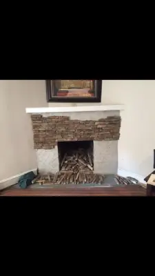 Fireplace Interior Renovation — Stone & Concrete Installation project by Simmers And Sons Masonry, LLC