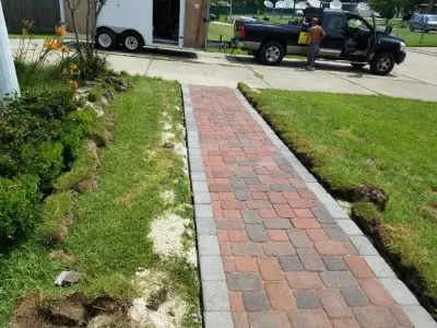 Paved Brick Pathway — Stone & Concrete Installation project by Stepping On Stones