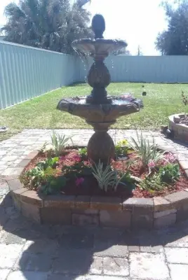 Comprehensive Landscape and Hardscape Incorporating Water Features — Stone & Concrete Installation project by Stepping On Stones