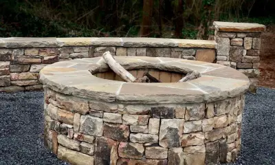 FIELDSTONE FIREPIT — Stone & Concrete Installation project by A G S Hardscapes INC