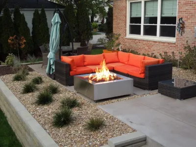 Small Back Yard Renovation with Living Area, Patio, Fire Pit — Landscape Construction project by The Secret Garden