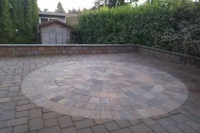 Circular Design Paver Patio by Aguiar Pavers LLC — Stone & Concrete Installation project by Aguiar Pavers LLC