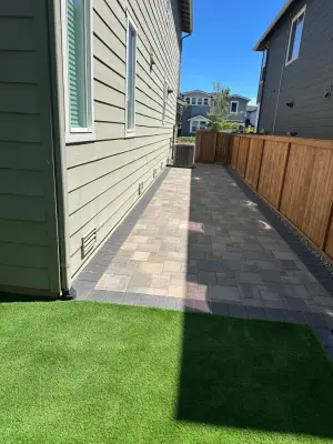 Paving Stones and Synthetic Grass — Stone & Concrete Installation project by Xavier Pavers