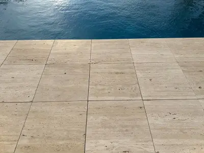 High-End Vein Cut Travertine Pavers — Stone & Concrete Installation project by Travertine Mart