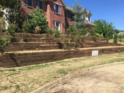 Railway Tie Barriers — Stone & Concrete Installation project by Tulsa Retaining Walls