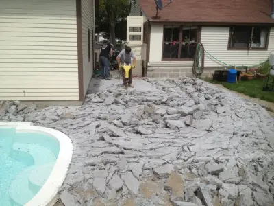 Revamping a Pool Deck — Stone & Concrete Installation project by Maple Creek Landworks LLC