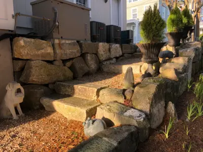 Wall of Retention — Stone & Concrete Installation project by Hefel Masonry LLC