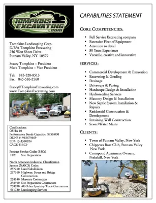 Capabilities Statement — Landscape Construction project by Tompkins Landscaping Corporation