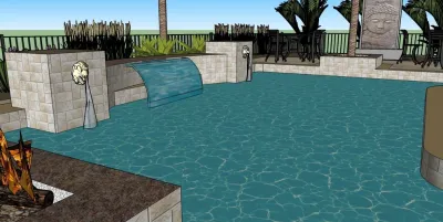 Pool with Water Feature — Landscape Construction project by TotalScape Design in Miami