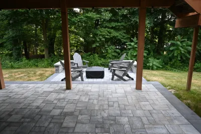 Elkridge 2 Level Patio with Fire Feature — Landscape Construction project by Valley Deck & Patio